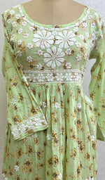 Load image into Gallery viewer, Rehnuma Women's Lakhnavi Handcrafted Printed Mulmul Cotton Chikankari Top - HONC0162226