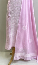 Load image into Gallery viewer, Pink Women's Lakhnavi Handcrafted Cotton Chikankari Full Suit Material