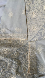 将图像加载到图库查看器中, Women's Lakhnavi Handcrafted Cotton Chikankari Unstitched Kurti Fabric - HONC0348846