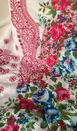 将图像加载到图库查看器中, Women's Lakhnavi Handcrafted Cotton Chikankari Unstitched Kurti Fabric - HONC0284315