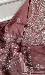 Load image into Gallery viewer, Women's Lakhnavi Handcrafted Mul Chanderi Semi -stitched Chikankari Full Suit Material - HONC0296117