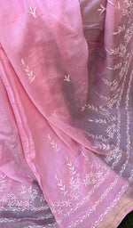 Load image into Gallery viewer, Women's Lakhnavi Handcrafted Mul Chanderi Chikankari Saree - HONC02273491