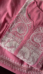 Load image into Gallery viewer, Asmaan Women's Lakhnavi Handcrafted Mul Chanderi Semi - Stitched Kurta And Dupatta Set - HONC0253342