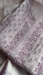 Load image into Gallery viewer, Saziya Women's Lakhnavi Handcrafted Mul Chanderi Semi - Stitched Kurta And Dupatta Set - HONC0253599