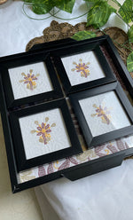 Load image into Gallery viewer, Chikankari Tray with Four Coasters - HONCO310952