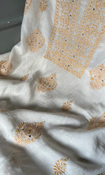 Load image into Gallery viewer, Women's Lakhnavi Handcrafted Mul Chanderi Unstitched Kurta And Dupatta Set- HONC0263957