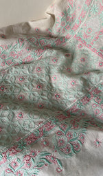 将图像加载到图库查看器中, Women's Lakhnavi Handcrafted Linen Cotton Semi -Stitched Kurta And Dupatta Set - HONC0269952
