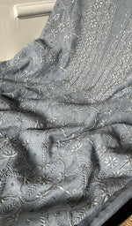 Load image into Gallery viewer, Women's Lucknowi Handcrafted Chanderi Silk Chikankari Kurta Dupatta Set - HONC095944