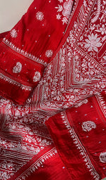 将图像加载到图库查看器中, Women's Lakhnavi Handcrafted Mul Chanderi Semi - Stitched Kurta And Dupatta Set - HONC0282239