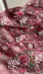 将图像加载到图库查看器中, Women's Lakhnavi Handcrafted Organza Chikankari Unstitched Kurta And Dupatta Set - HONC0268887