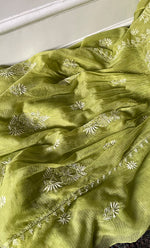 Load image into Gallery viewer, Naaz Women's Lucknowi Handcrafted Kota Chanderi Chikankari Semi Stitched Kurta And Dupatta Set - HONC0322002