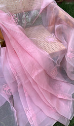 将图像加载到图库查看器中, Women's Lucknowi Handcrafted Pure Organza Silk Chikankari SAREE - HONC0267030