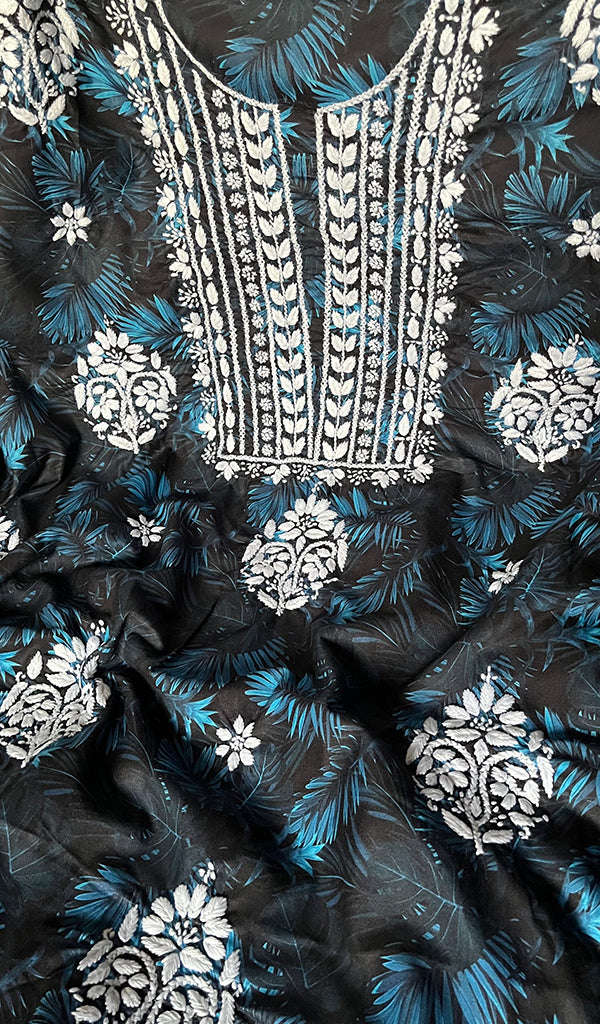 Women's Lakhnavi Handcrafted Cotton Chikankari Unstitched Kurti Fabric - HONC0268850