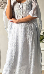 Load image into Gallery viewer, Rabia Women's Lucknowi Handcrafted Mul chanderi Chikankari Kaftan - HONC0326231