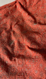 Load image into Gallery viewer, Women's Lakhnavi Handcrafted Pure Silk Georgette Chikankari Suit Material - HONC0270820