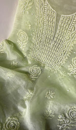 将图像加载到图库查看器中, Women's Lakhnavi Handcrafted Organza Chikankari Unstitched Full Suit Material - HONC0271206