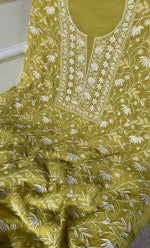 Load image into Gallery viewer, Women's Lakhnavi Handcrafted Mul Chanderi Unstitched Kurta And Dupatta Set- HONC0309531