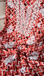 Load image into Gallery viewer, Women's Lakhnavi Handcrafted Cotton Chikankari Unstitched Kurti Fabric - HONC0268845