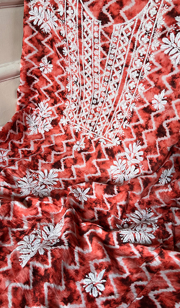 Women's Lakhnavi Handcrafted Cotton Chikankari Unstitched Kurti Fabric - HONC0268845