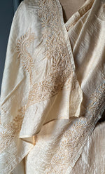 Load image into Gallery viewer, Women's Lakhnavi Handcrafted Tussar Silk Chikankari Saree - HONC0284146