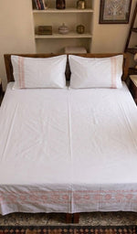 Load image into Gallery viewer, Lakhnavi Handcrafted Cotton Chikankari Bedsheet Set - HONC0364220