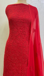 Load image into Gallery viewer, Women's Lucknowi Handcrafted Faux-Georgette Chikankari Suit Material - HONC0149105