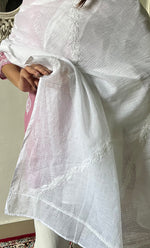 Load image into Gallery viewer, Nazm Women's Lucknowi Handcrafted Kota Cotton Chikankari Dupatta - HONC0307343