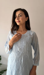 Load image into Gallery viewer, Women's Lakhnavi Handcrafted Modal Cotton Chikankari Kurti And Plazzo Set - HONC0371328