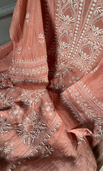 Load image into Gallery viewer, Women's Lakhnavi Handcrafted Mul Chanderi Semi - Stitched Kurta And Dupatta Set - HONC0284757