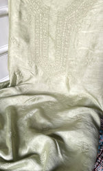 将图像加载到图库查看器中, Lucknowi Handcrafted Raw Silk Chikankari Unstitched Men's Kurta Fabric - HONC0288530
