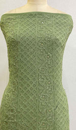 将图像加载到图库查看器中, Women's Lakhnavi Handcrafted Viscose Georgette Chikankari Unstitched Kurti Fabric - HONC0206902