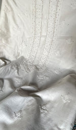 Load image into Gallery viewer, Women's Lucknowi Handcrafted Chanderi Silk Unstitched Chikankari Kurta and Dupatta Set- HONC0276219