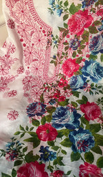 将图像加载到图库查看器中, Women's Lakhnavi Handcrafted Cotton Chikankari Unstitched Kurti Fabric - HONC0284324