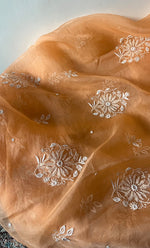 将图像加载到图库查看器中, Women's Lakhnavi Handcrafted Pure Organza Chikankari Unstitched Kurta And Dupatta Set- HONC0307946