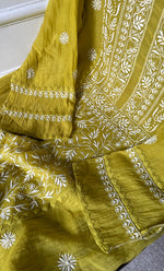 Load image into Gallery viewer, Women's Lakhnavi Handcrafted Mul Chanderi Semi - Stitched Kurta And Dupatta Set - HONC0304193
