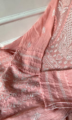 Load image into Gallery viewer, Women's Lakhnavi Handcrafted Mul Chanderi Semi - stitched Kurta And Dupatta Set- HONC0282407