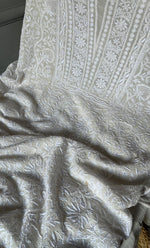 Load image into Gallery viewer, Women's Lakhnavi Handcrafted Pure Silk Georgette Chikankari Kurta And Dupatta Set- HONC0294502