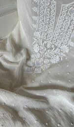 将图像加载到图库查看器中, Jazba Women's Lakhnavi Handcrafted Mul Chanderi Unstitched Kurta And Dupatta Set - HONC0298601