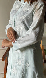 将图像加载到图库查看器中, Women's Lakhnavi Handcrafted Cotton Chikankari Kurta And Palazzo Set - HONC0289252