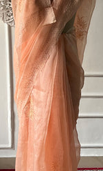 将图像加载到图库查看器中, Women's Lucknowi Handcrafted Pure Organza Silk Chikankari Saree - HONC0296103