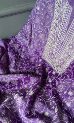 Load image into Gallery viewer, Women's Lakhnavi Handcrafted Munga Silk Chikankari Kurta And Dupatta Set- HONC0256126