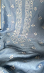 将图像加载到图库查看器中, Lucknowi Handcrafted Chanderi Silk Chikankari Unstitched Unisex Kurta Fabric - HONC0327452