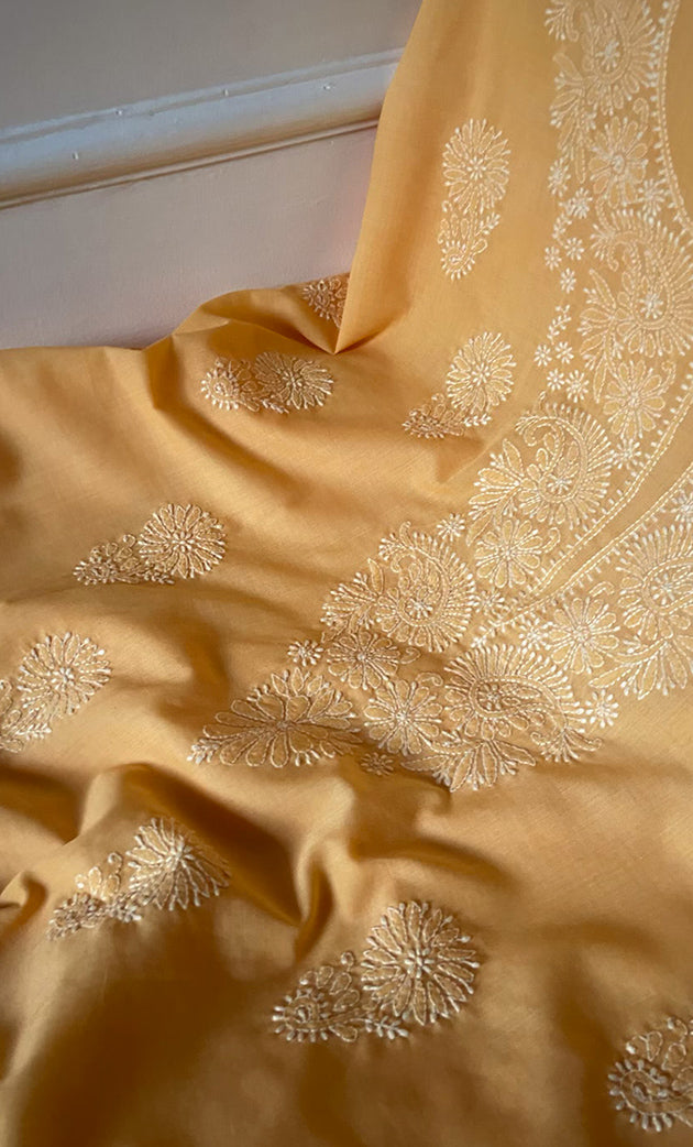 Women's Lakhnavi Handcrafted Unstitched Cotton Chikankari Suit Material - HONC0275097