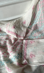 Load image into Gallery viewer, Saziya Women's Lakhnavi Handcrafted Mul Chanderi Semi - Stitched Kurta And Dupatta Set - HONC0311488