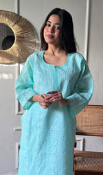 将图像加载到图库查看器中, Anisa Women's Lakhnavi Handcrafted Cotton Chikankari Kurti - HONC0356934
