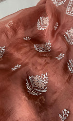 将图像加载到图库查看器中, Women's Lakhnavi Handcrafted Pure Organza Chikankari Unstitched Kurta And Dupatta Set- HONC0319192