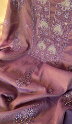 Load image into Gallery viewer, Women's Lakhnavi Handcrafted Tissue Chanderi Chikankari Suit Material - HONC0275991