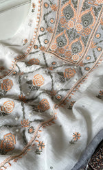 将图像加载到图库查看器中, Women's Lakhnavi Handcrafted Unstitched Mul Chanderi Kurta And Dupatta Set - HONC0323577