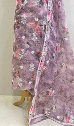 将图像加载到图库查看器中, Women's Lakhnavi Handcrafted Organza Chikankari Unstitched Kurta And Dupatta Set - HONC0211545