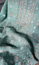 Load image into Gallery viewer, Women's Lakhnavi Handcrafted Munga Silk Chikankari Kurta And Dupatta Set- HONC0282384